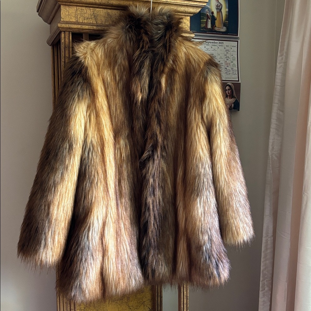 Fabulous Furs Women's Multi-Tone Brown Faux Fur Trench